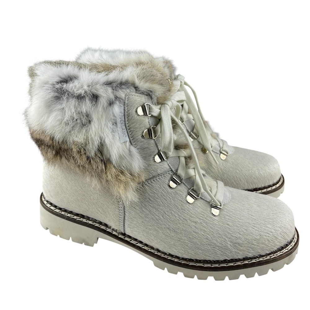 Overland Forest Wool-Lined Calfskin Fur Boots 41 (US 10.5‎ - 11) Cream Off White